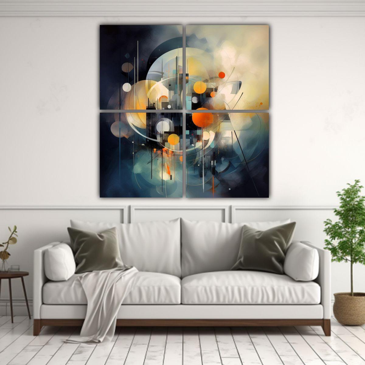 Cuatro Arte Líneas Temática Abstracta 180x180 Cm-2
