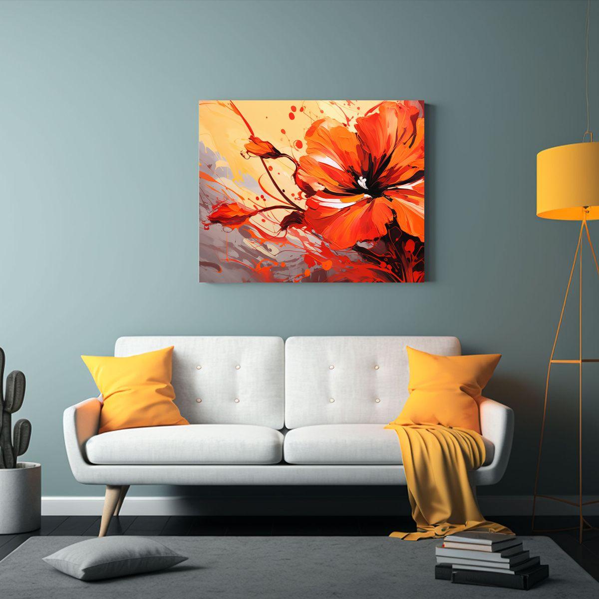 Cuadros Modernos Luminosos En Rojo Y Naranja, Estilo Neonoir 65x50cm-2