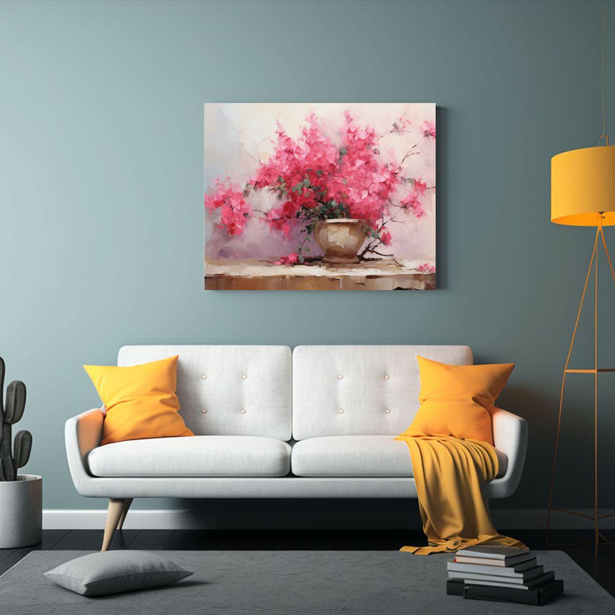 Pintura Abstracta De Bougainvillea Bonsai En Estilo Pop Art. 120x80cm-2