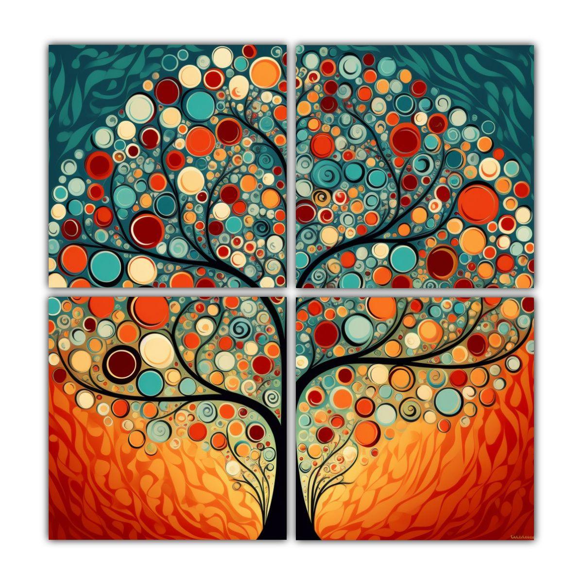 Cuatro Artes: Patrón De Árbol Con La Palabra S 160x160 Cm-0