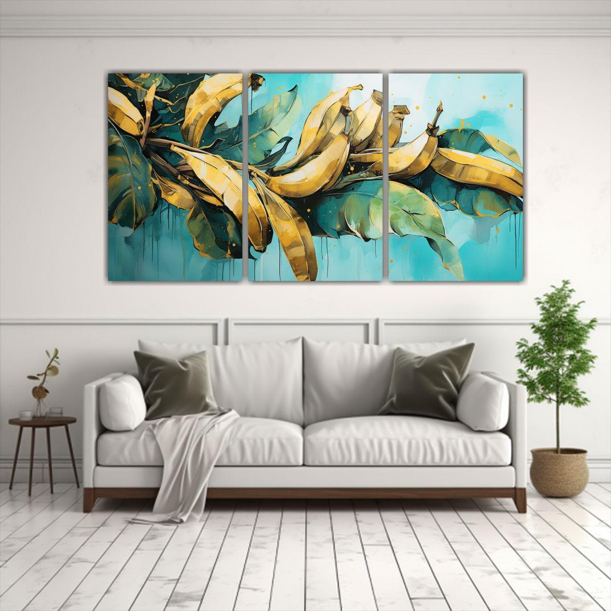 Pintura Abstracta De Una Hermosa Palmera Bananera 60x30 Cm-2