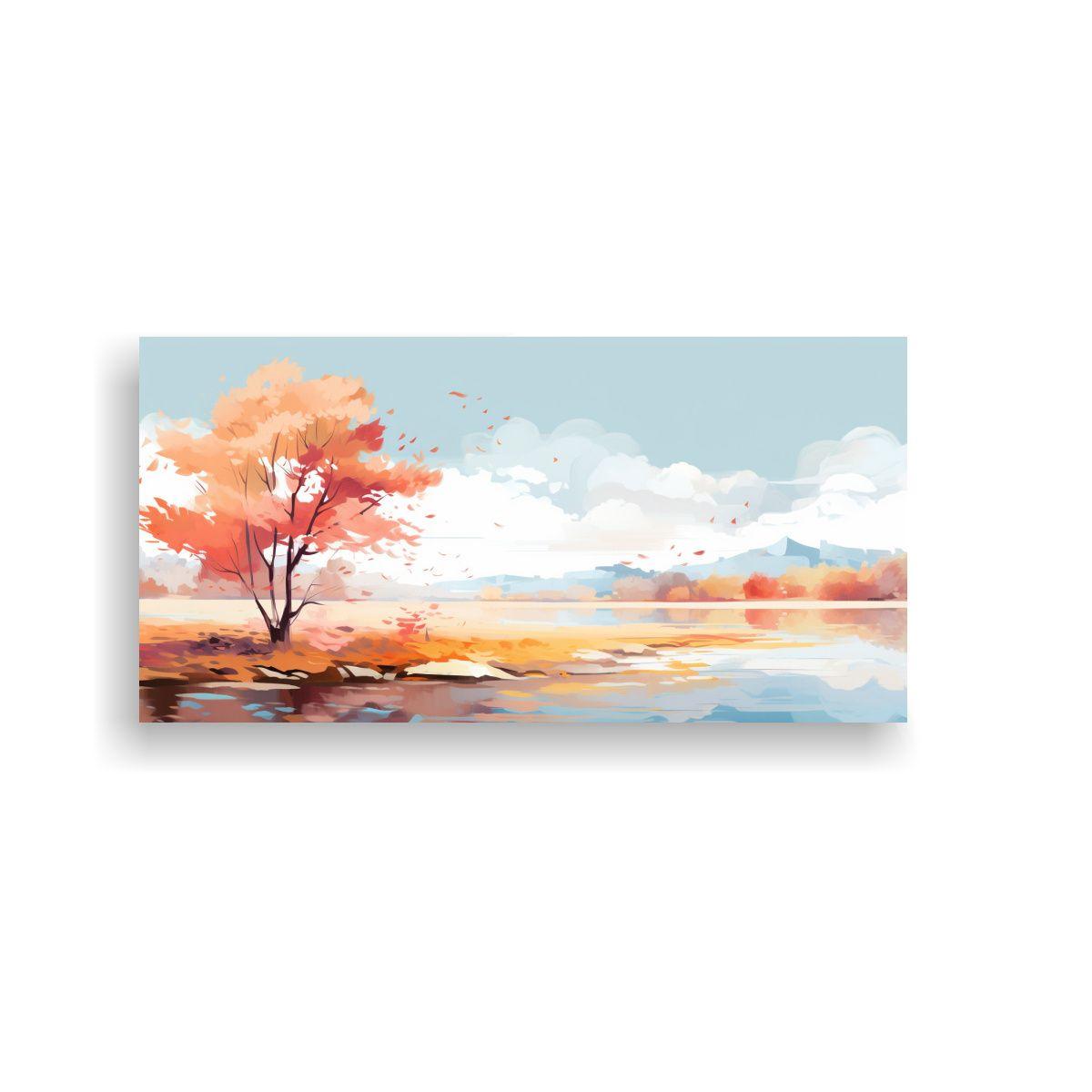 Paisaje Otoñal Con Colores Pasteles En Arte Pop N 40x20cm-0