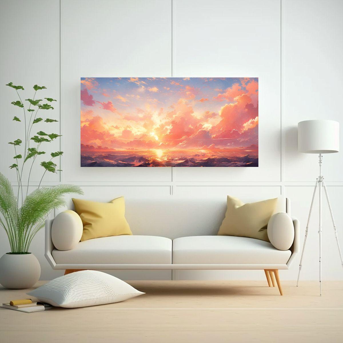 Lienzo Abstracto Colores Naturaleza Mar Y Cielo 140x70 Cm-2