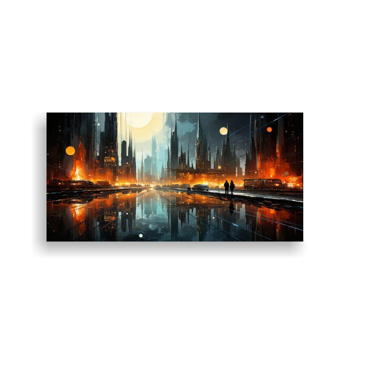 Cuadro Venta Adorno Abstracto Ciudad Futurista 140x70cm-0