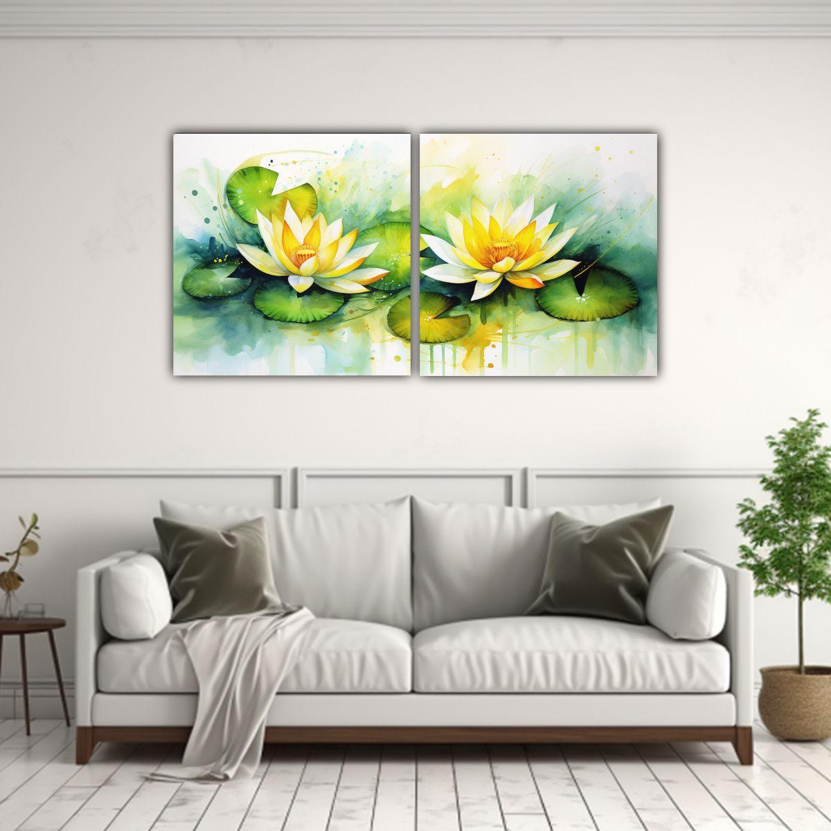 Cuadro Horizontal Época A Flores De Loto 160x80 Cm-2