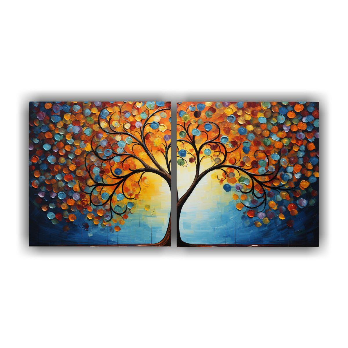 Pintura Abstracta De árbol En Lienzo, Conjunto 120x60 Cm-0