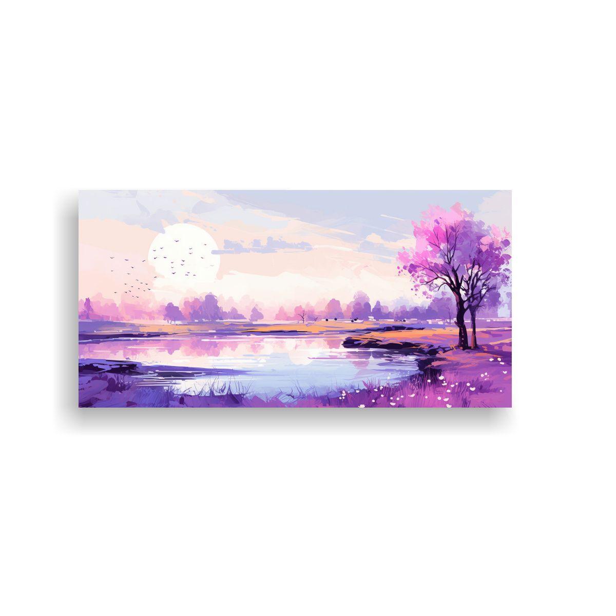 Paisaje Primaveral Moderno En Colores Morados 120x60cm-0
