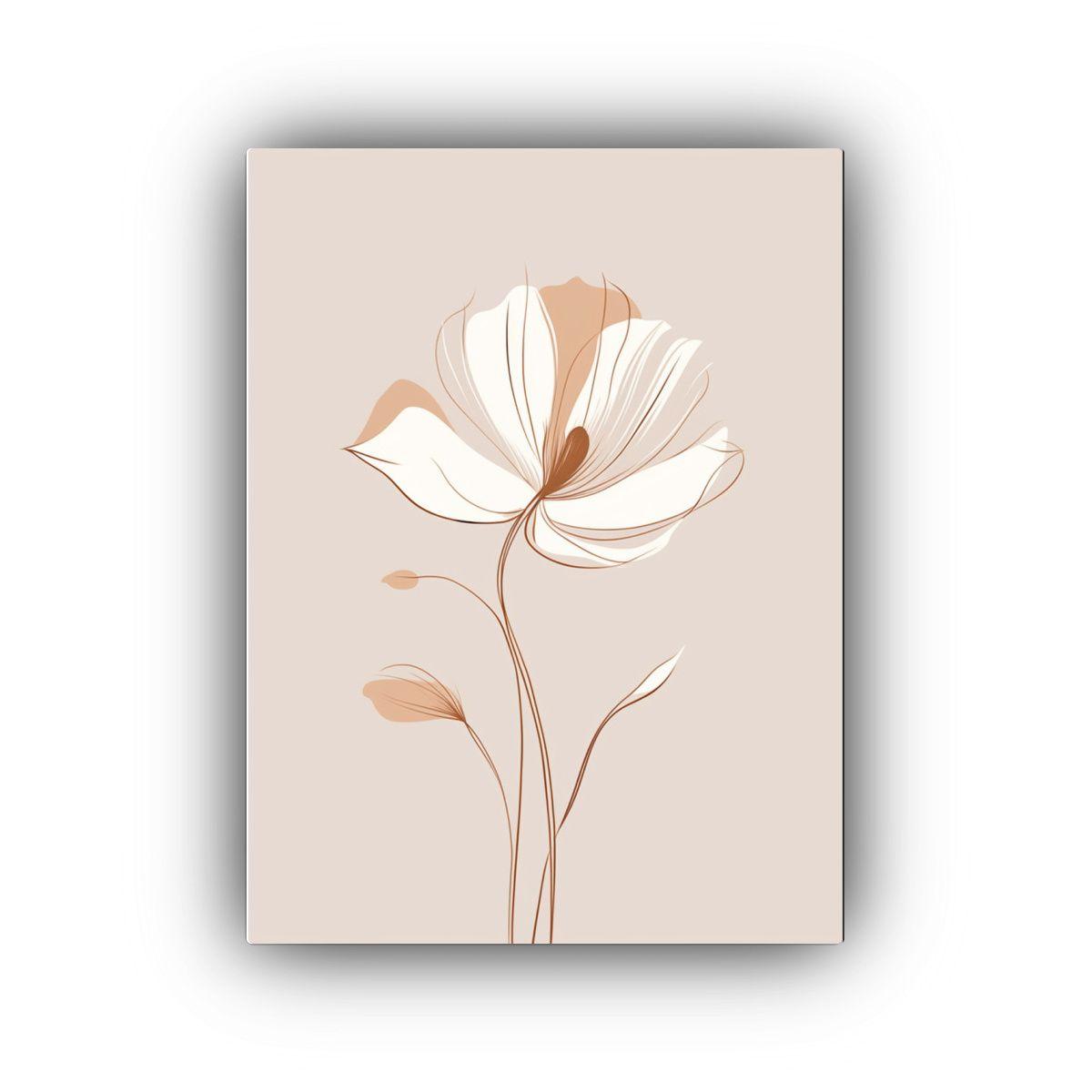 Pintura Floral Bohomoderna En Línea única De 30x40cm-0