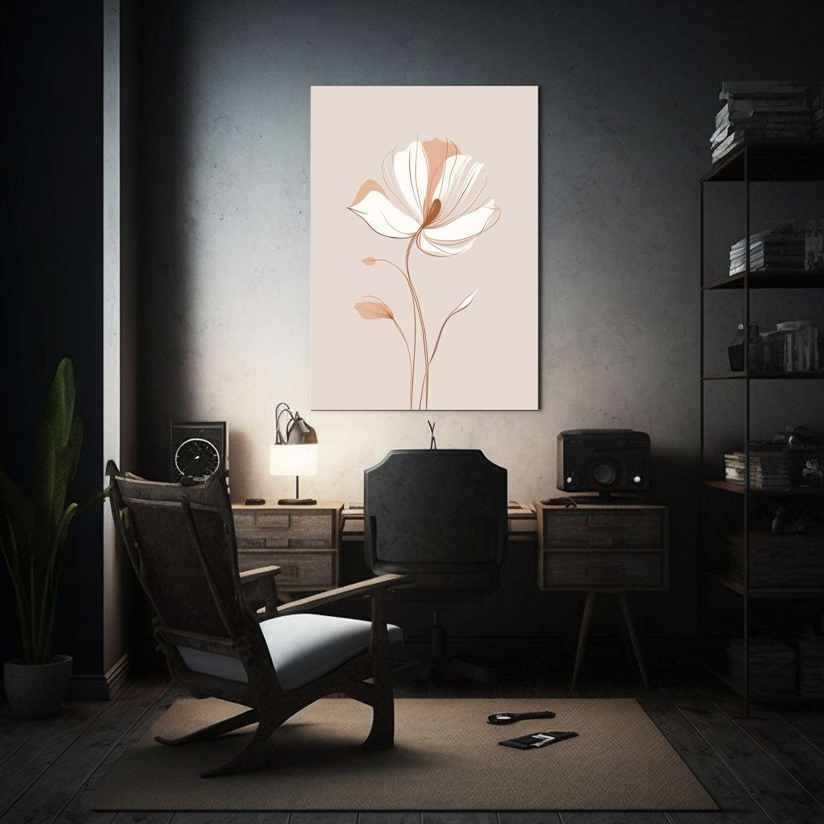 Pintura Floral Bohomoderna En Línea única De 30x40cm-2