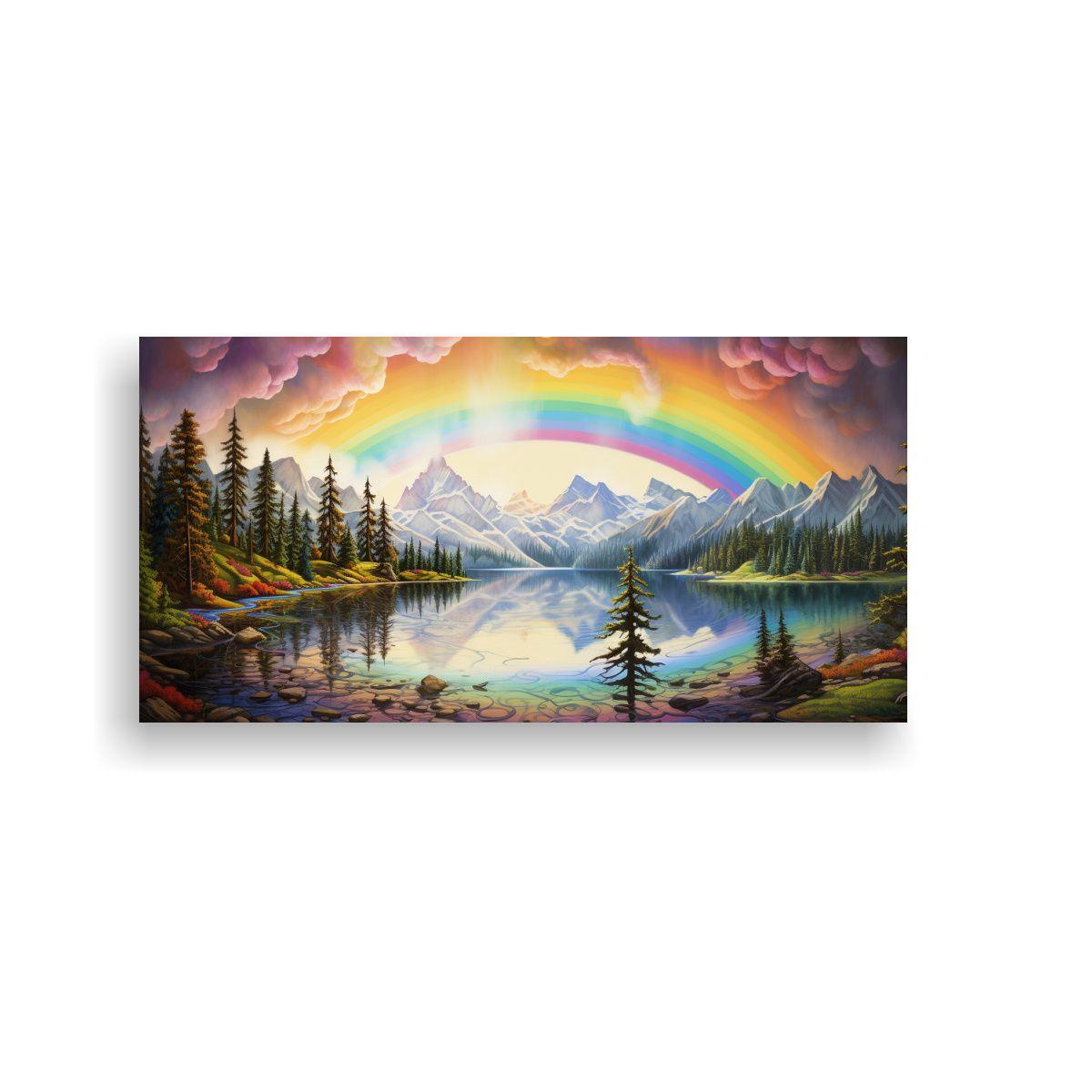 Pintura Minimalista De Pared: Montañas Junto Al L 140x70cm-0