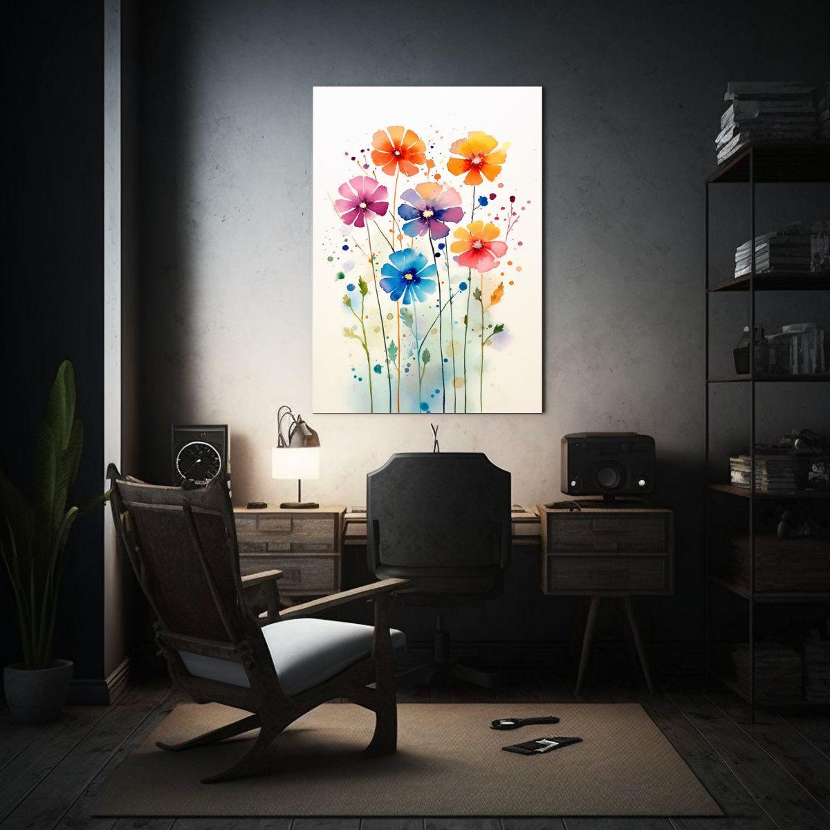 Pintura Acuarela Flores Silvestres Perspectiva 20x30cm-2