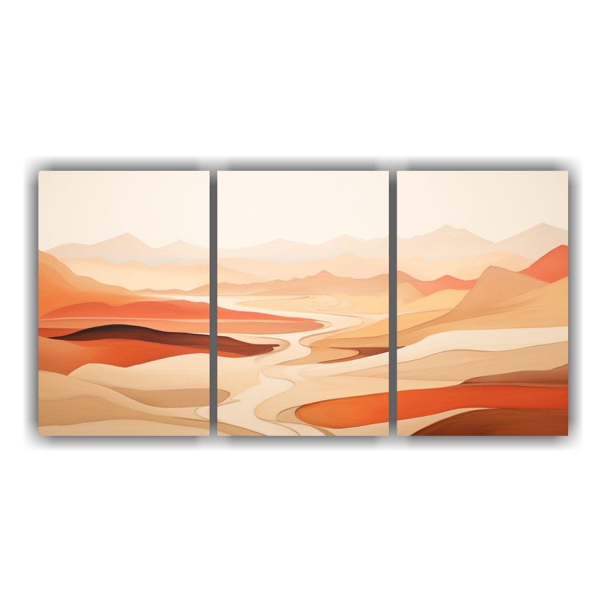 Paisaje Sereno Del Desierto En Tres Telas 60x30 Cm-0