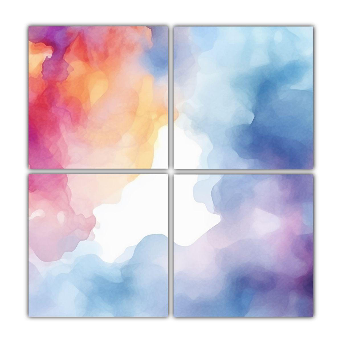 4 Pinturas De Decoración Elegante Con Fondo 80x80 Cm-0