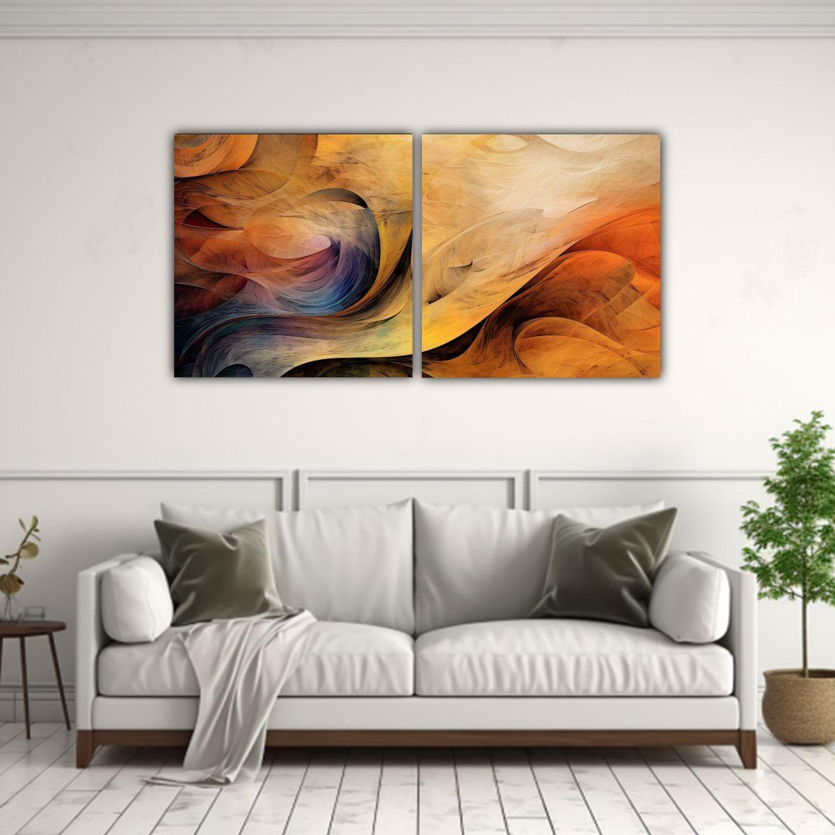 Lienzos Multicolores Para Cuarto, Arte Abstracto 80x40 Cm-2