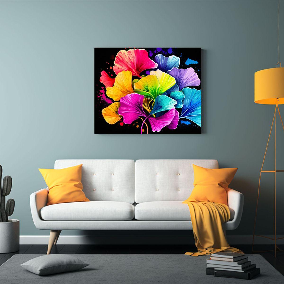 Cuadros Minimalistas De Lienzo Con Hojas De Ginkgo En Colore 120x80cm-2