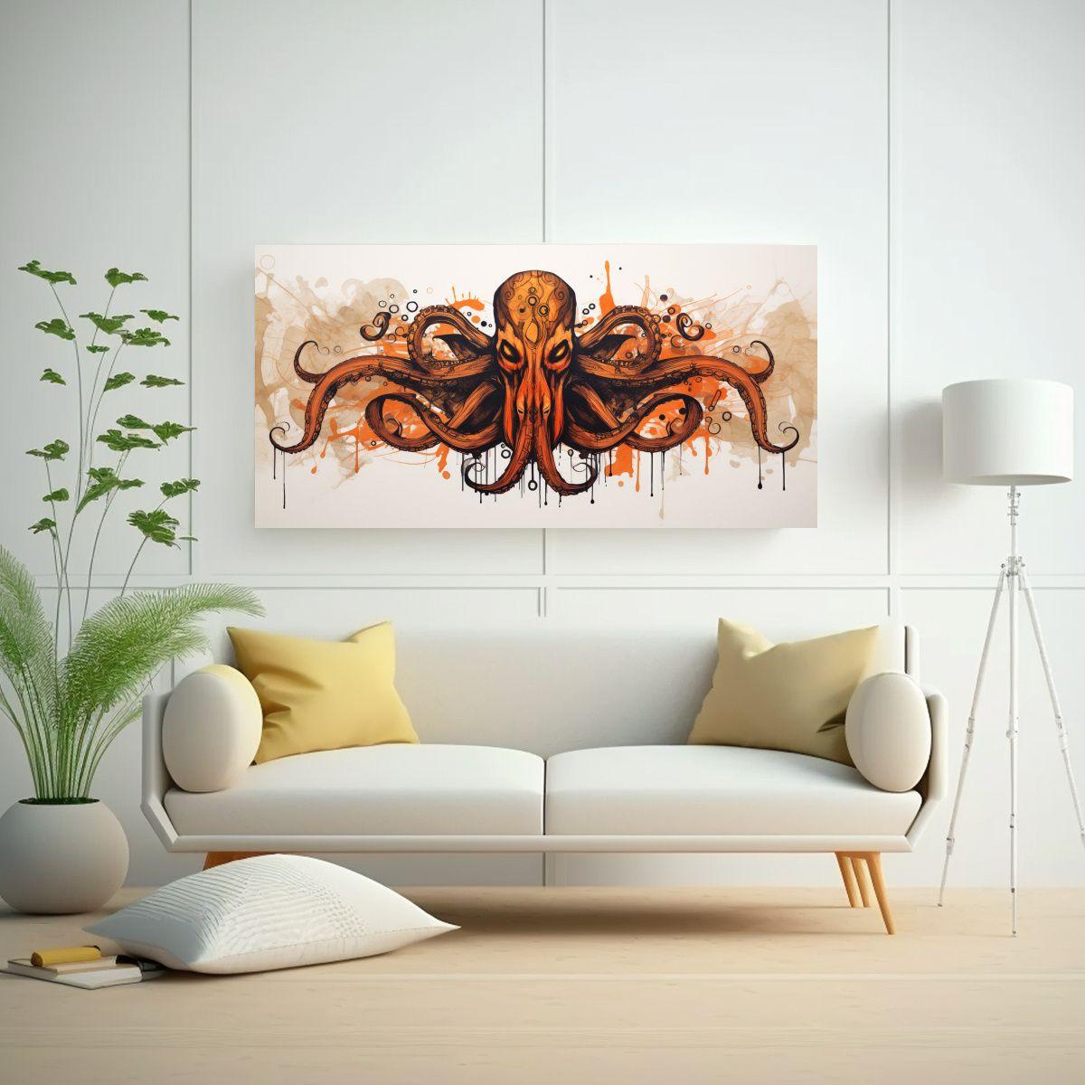 Cuadro Galería Squid En Caoba Y Negro Arte Neo 100x50cm-2