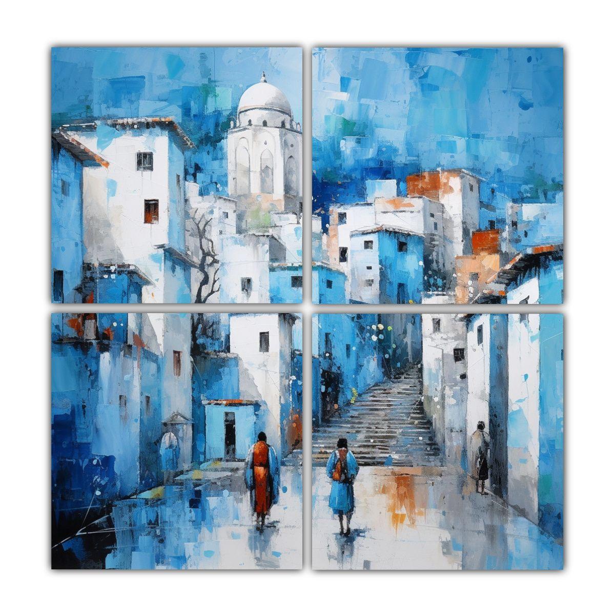 Cuadro Vanguardia Comedor Chefchaouen En Cuatro 80x80 Cm-0