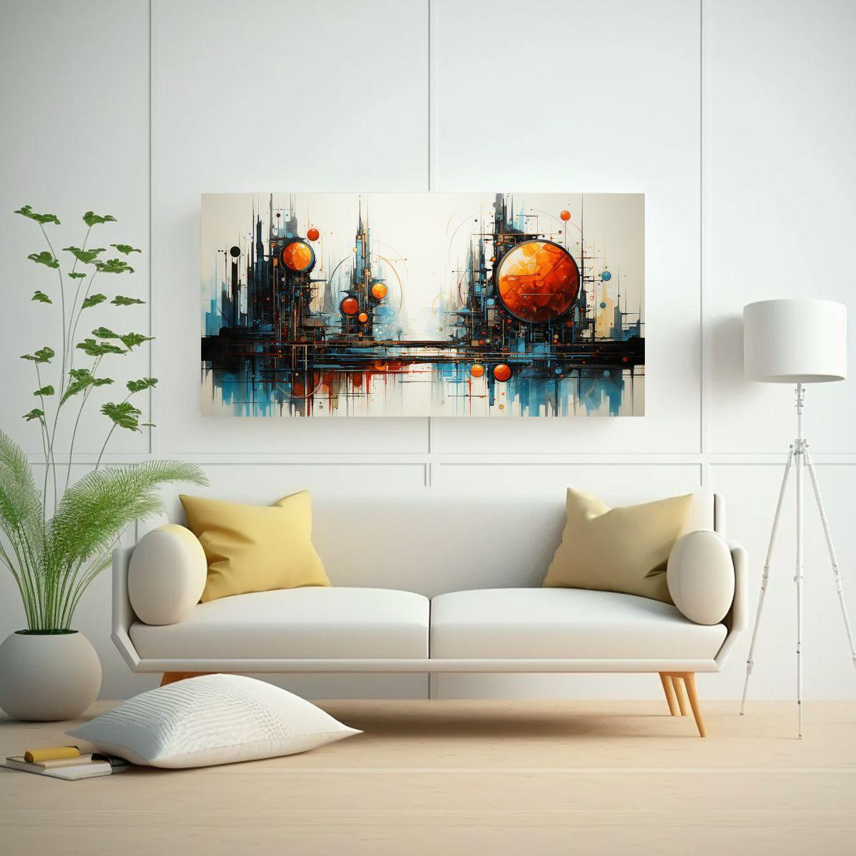 Pintura Abstracta Futurista Arte De Pared Alegre 140x70cm-2