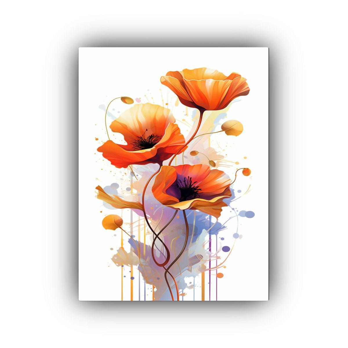 Lienzo Tema Impacto Visual Cuadro Naranja Amapola 20x30cm-0