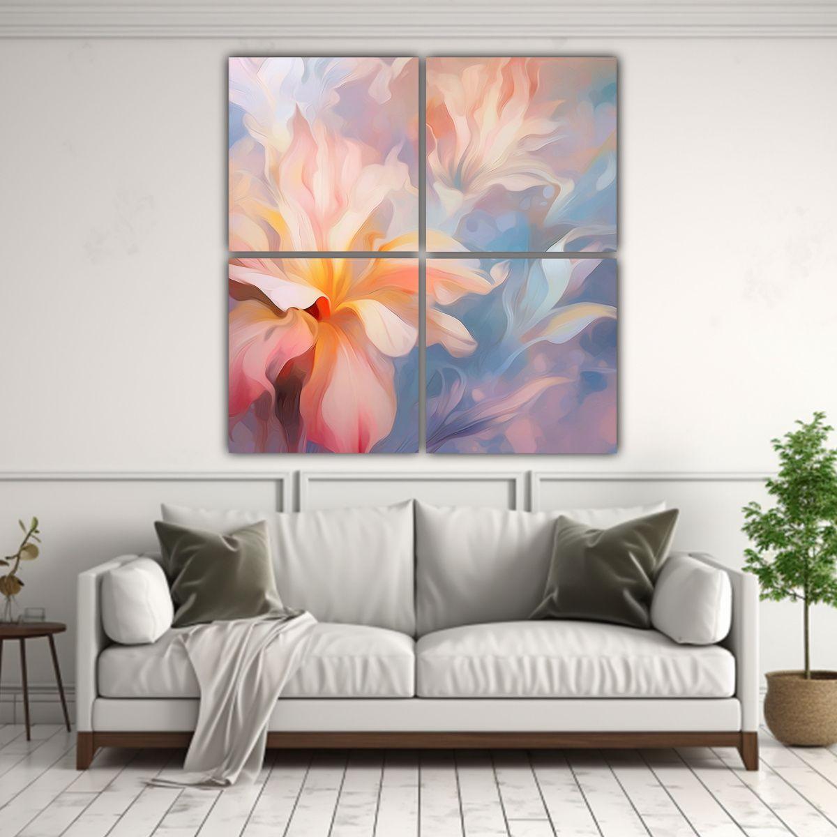 Cuatro Lienzos De Tela Cuadrado Abstracto 40x40 Cm-2