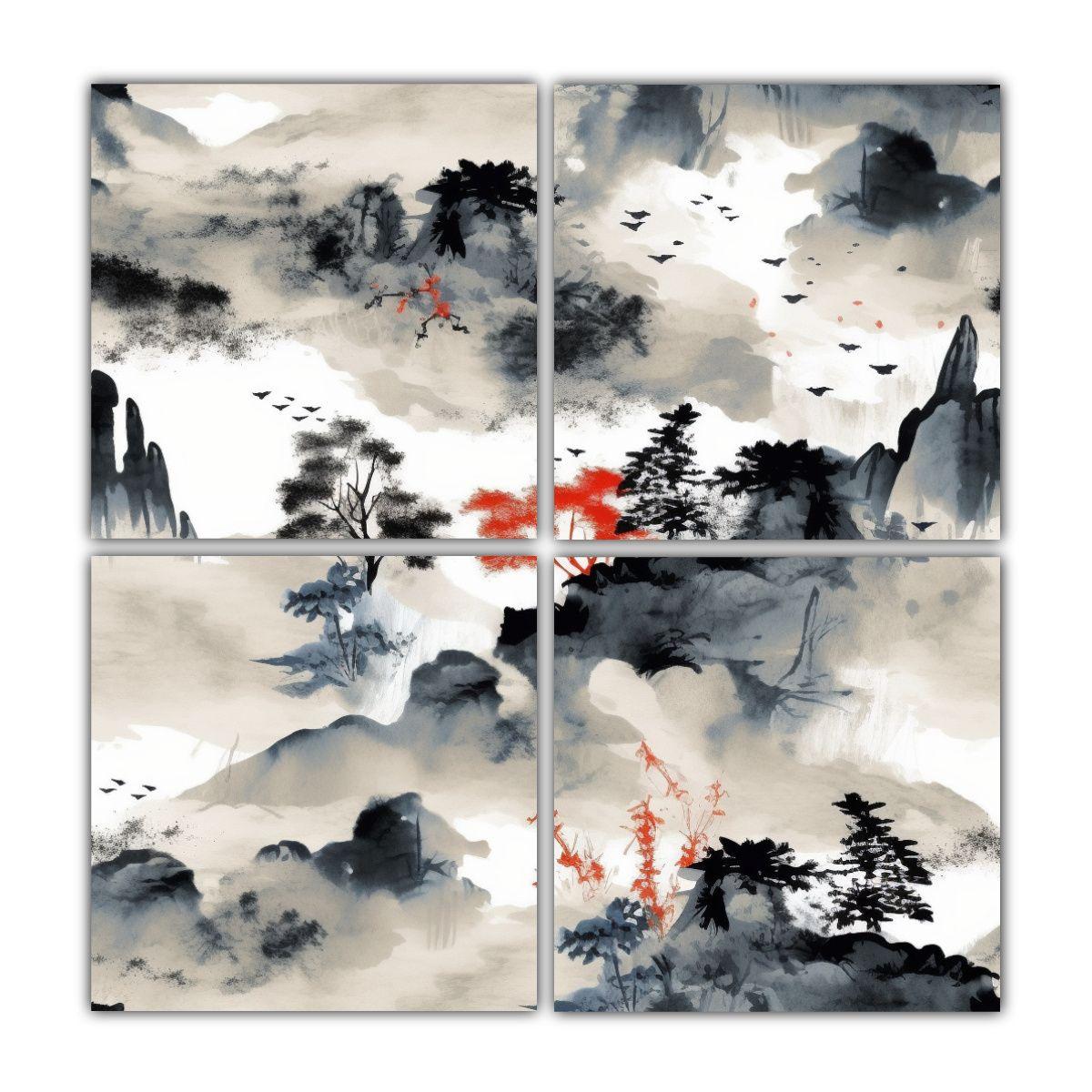 Cuadro De Tela Moderno Belleza Natural Montañas 160x160 Cm-0