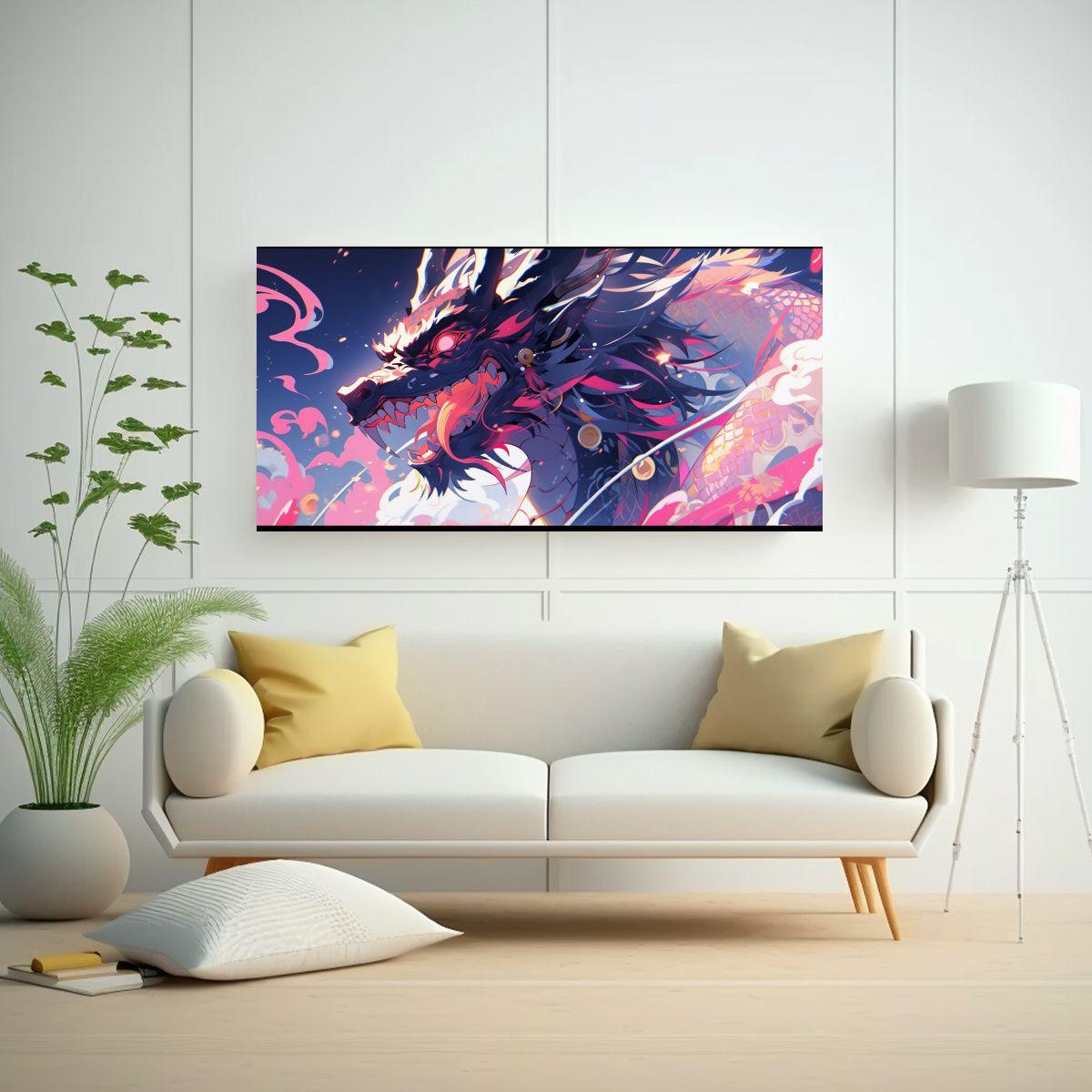 Fotografía Arte Abstracto Dragón En Tonos Rosa 140x70cm-2