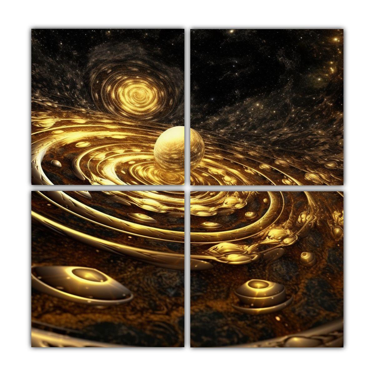 Cuatro Cuadros De Pared Modernos Galaxia 160x160 Cm-0