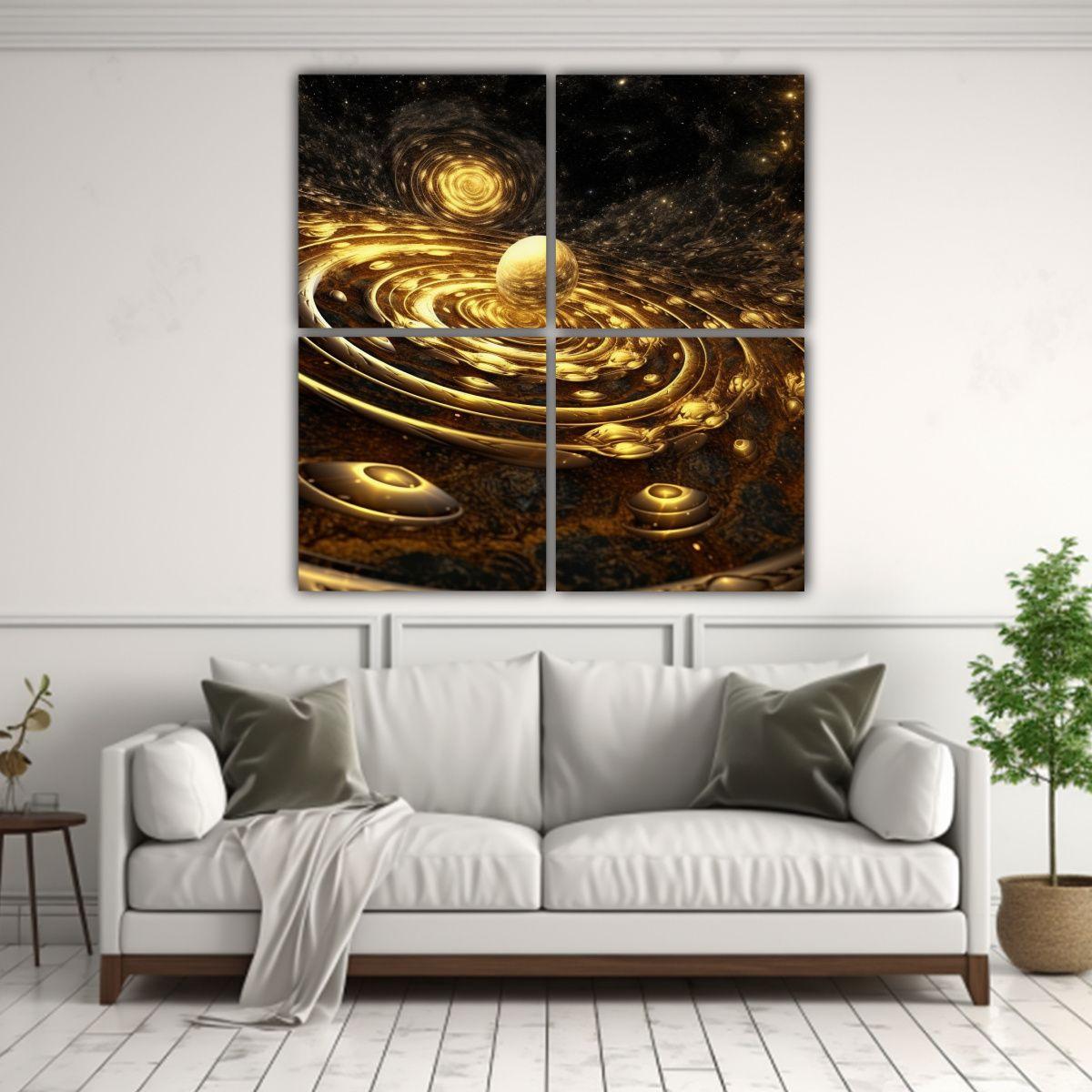 Cuatro Cuadros De Pared Modernos Galaxia 160x160 Cm-2