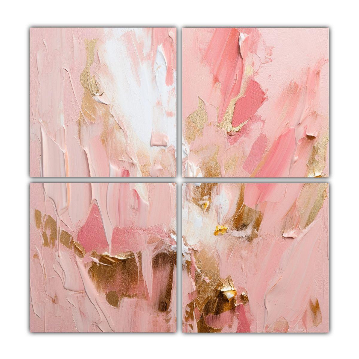 4 Cuadros Abstracto Inspiración Pinceladas 180x180 Cm-0