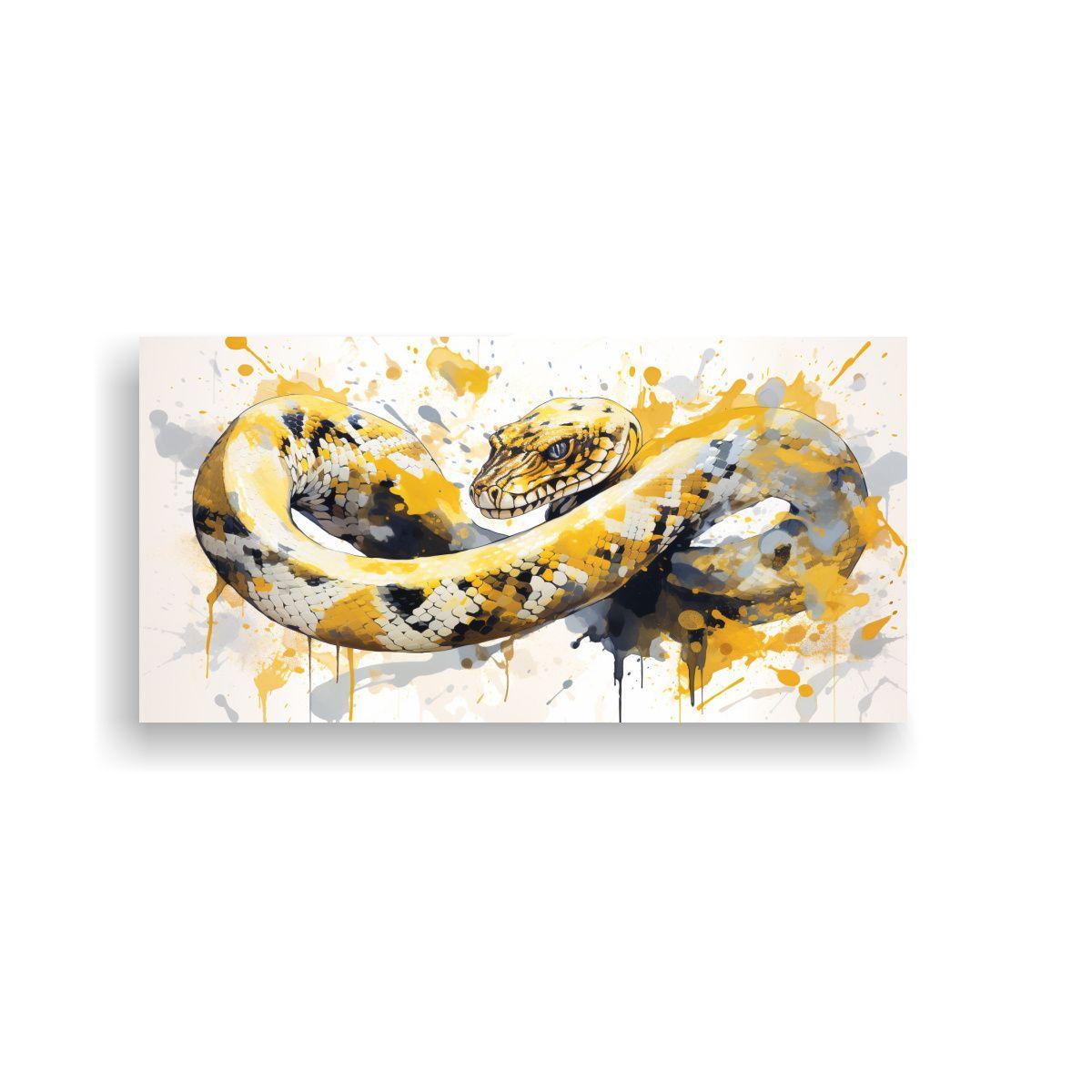 Cuadro Neo Pop Art Python En Blanco Y Dorado Con C 40x20cm-0