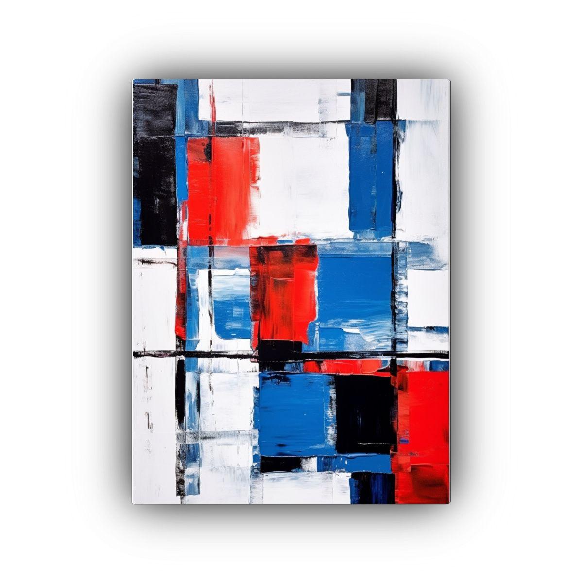 Pintura Decorativa De Brice Marden En Azul Y Rojo 60x90cm-0