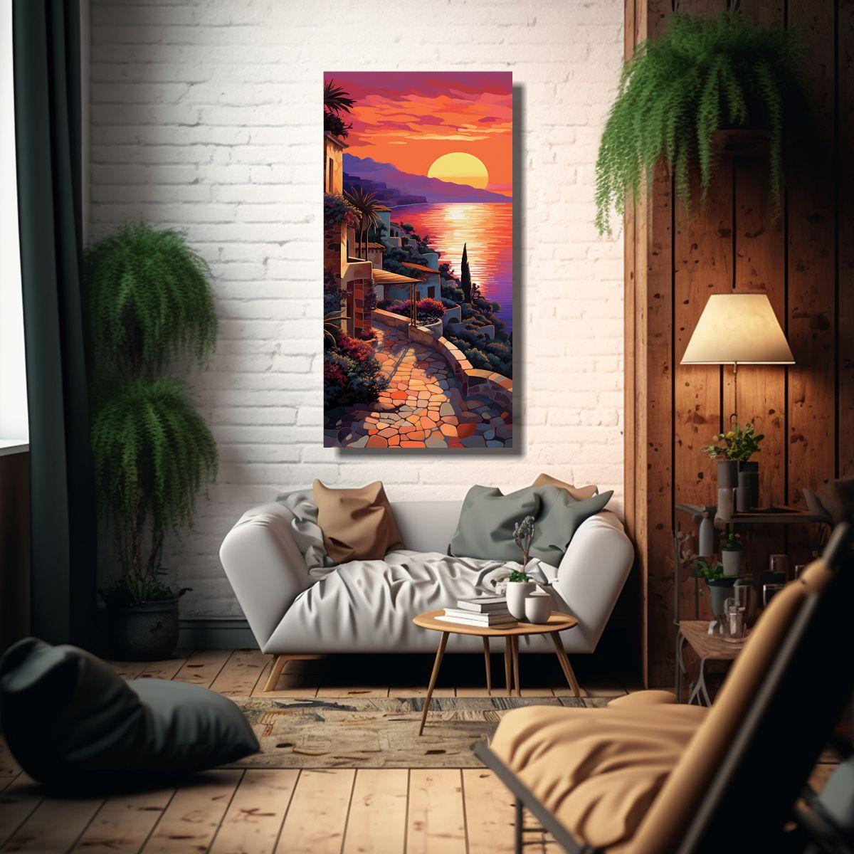 Pintura Abstracta Lienzo Belleza Mediterráneo 70x140cm-2