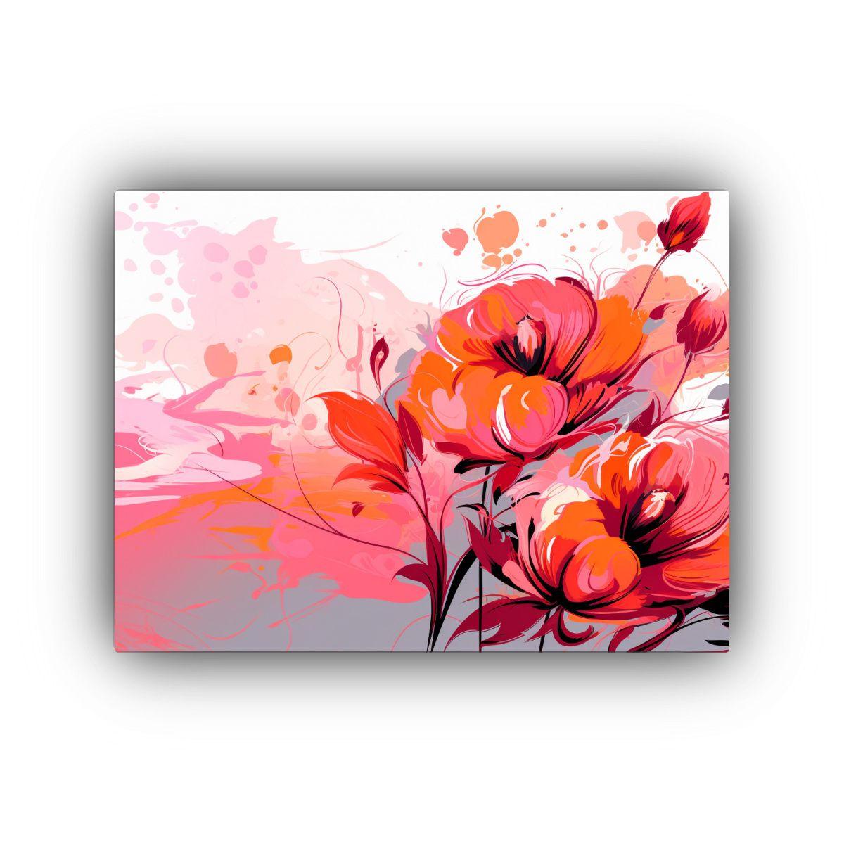 Cuadro Moderno En Colores Naranja Y Rosa, Estilo Neonoir. 40x30cm-0