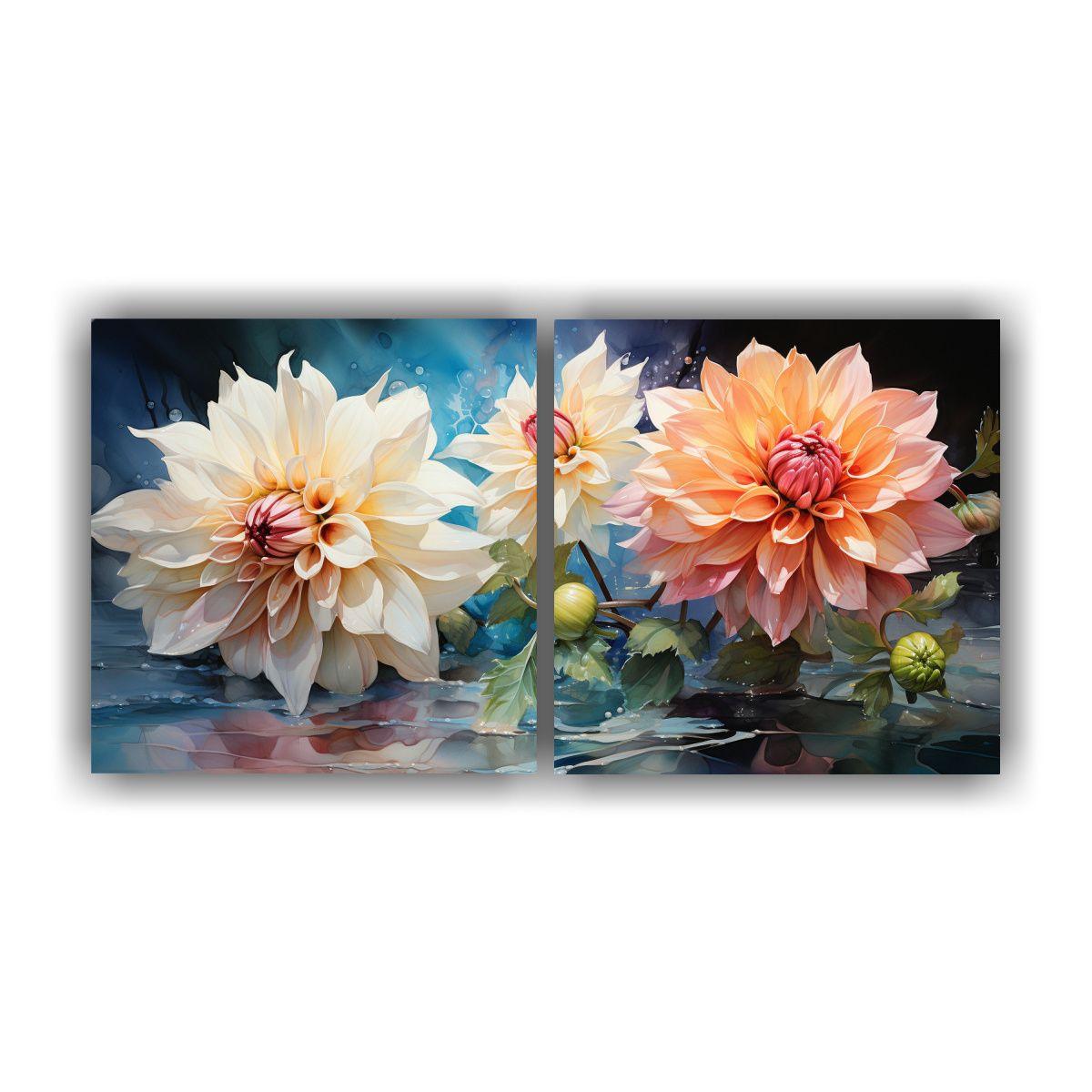 Pinturas Abstractas De Flores De Dalias En Color 120x60 Cm-0