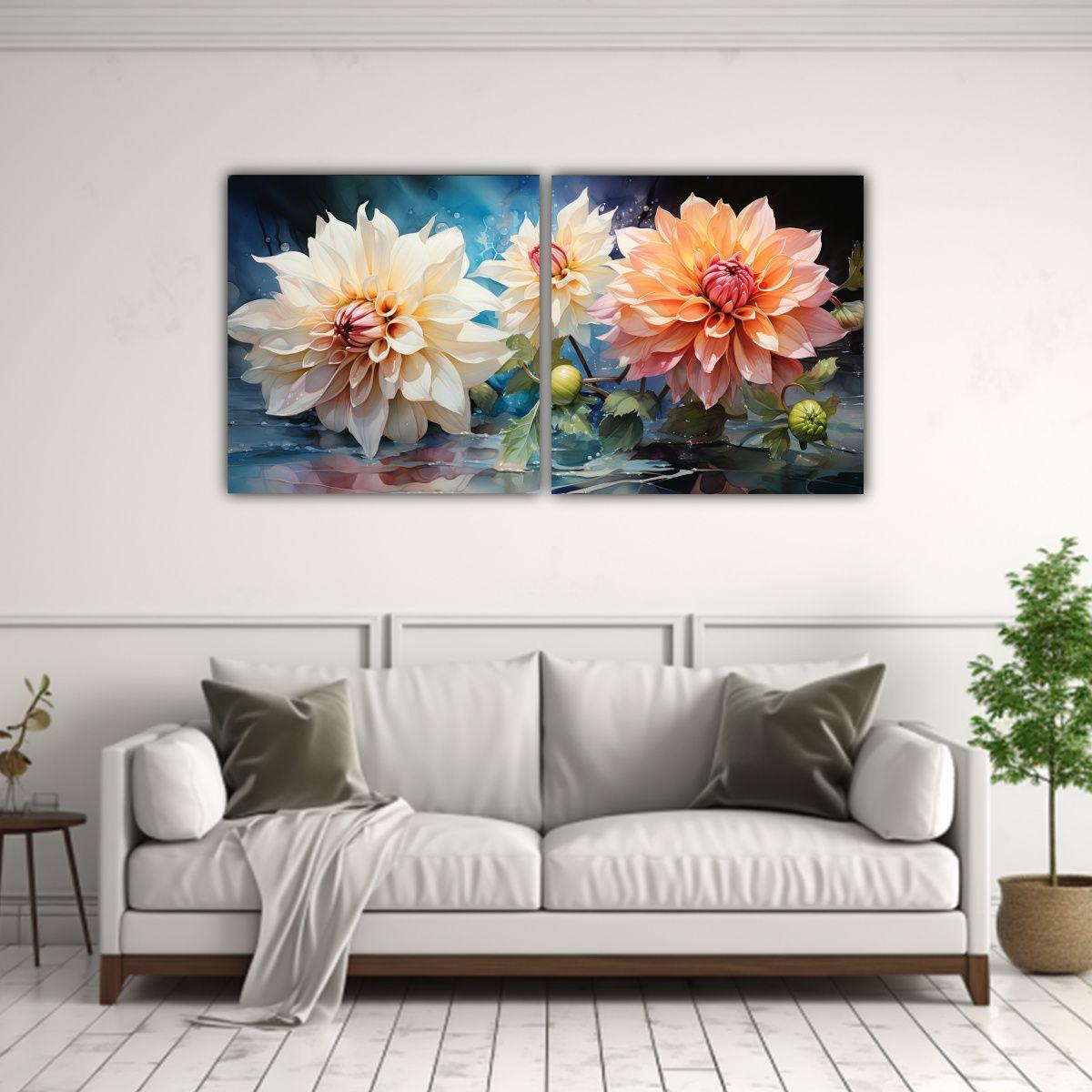 Pinturas Abstractas De Flores De Dalias En Color 120x60 Cm-2