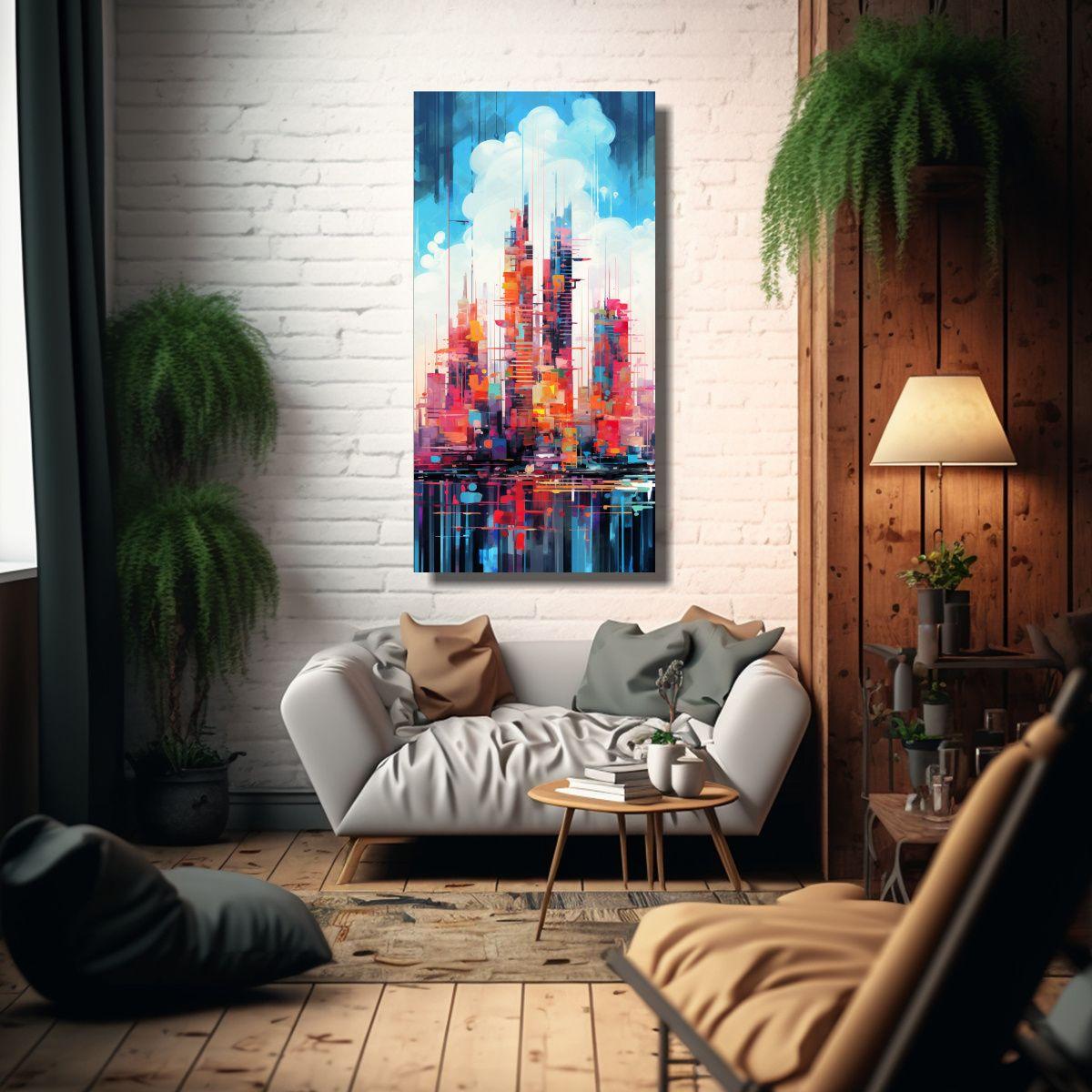 Pinturas Mixtas Artísticas De Lienzos Verticales 80x160cm-2
