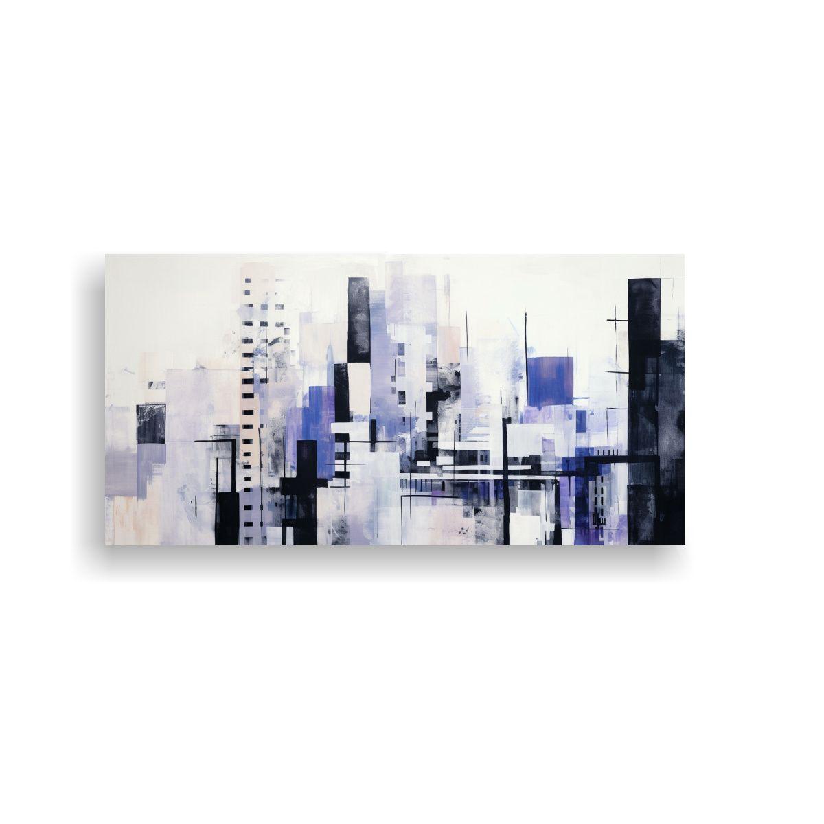 Pintura Abstracta Urbana Con Edificios Grandes: 60x30 Cm-0