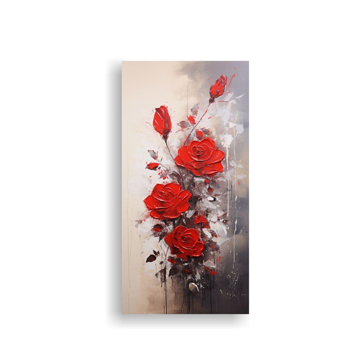 Cuadro Temático De Rosas Rojas En Lienzo Estilo 40x80cm-0