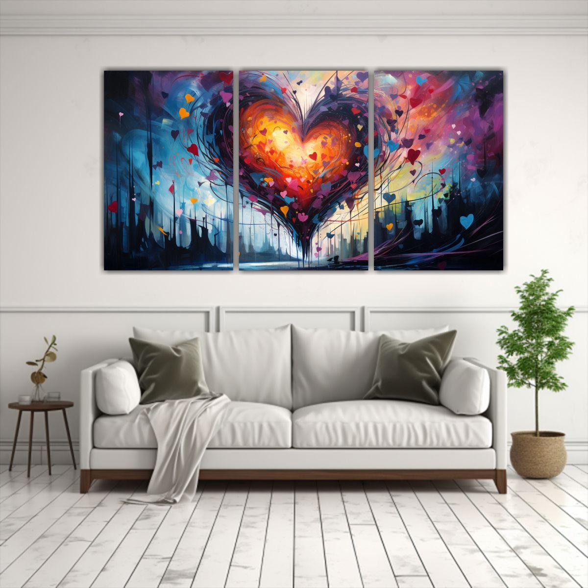 Cuadro Abstracto Pared Corazón Salvaje Simétrico 240x120 Cm-2