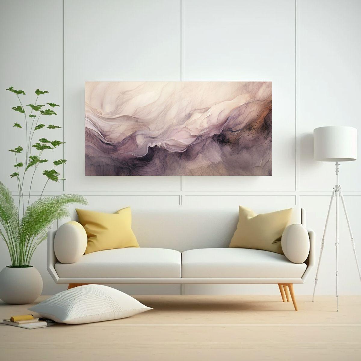 Cuadro Diseño Equilibrado Textura Acuarela Gris 120x60cm-2