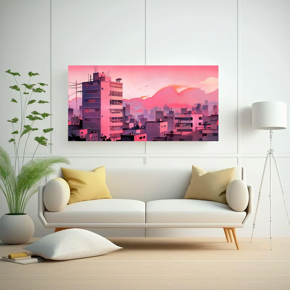 Cuadro Deco Impactante Santiago De Chile Acuarela  140x70cm-2