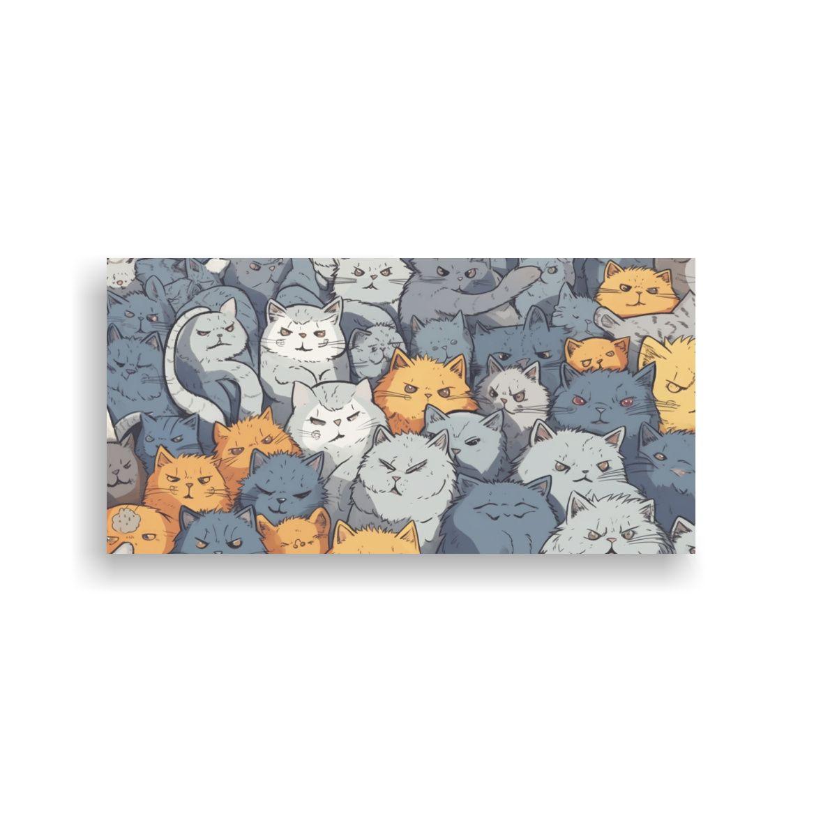 Cuadro Acuarela Gatos Sonrientes En Imagen 100x50cm-0