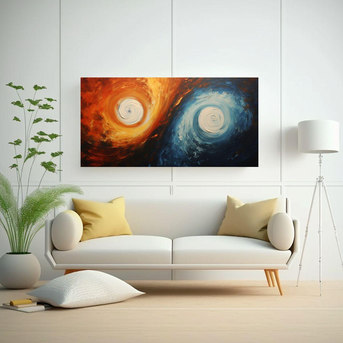 Cuadro Abstracto Con Dos Remolinos De Color 120x60cm-2