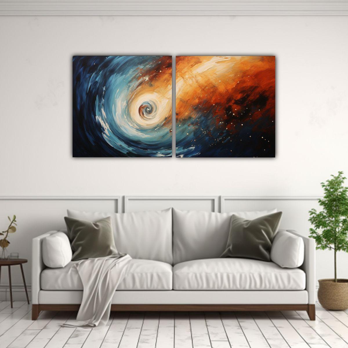 Cuadro De Tela Con Dos Lienzos De Colores 100x50 Cm-2