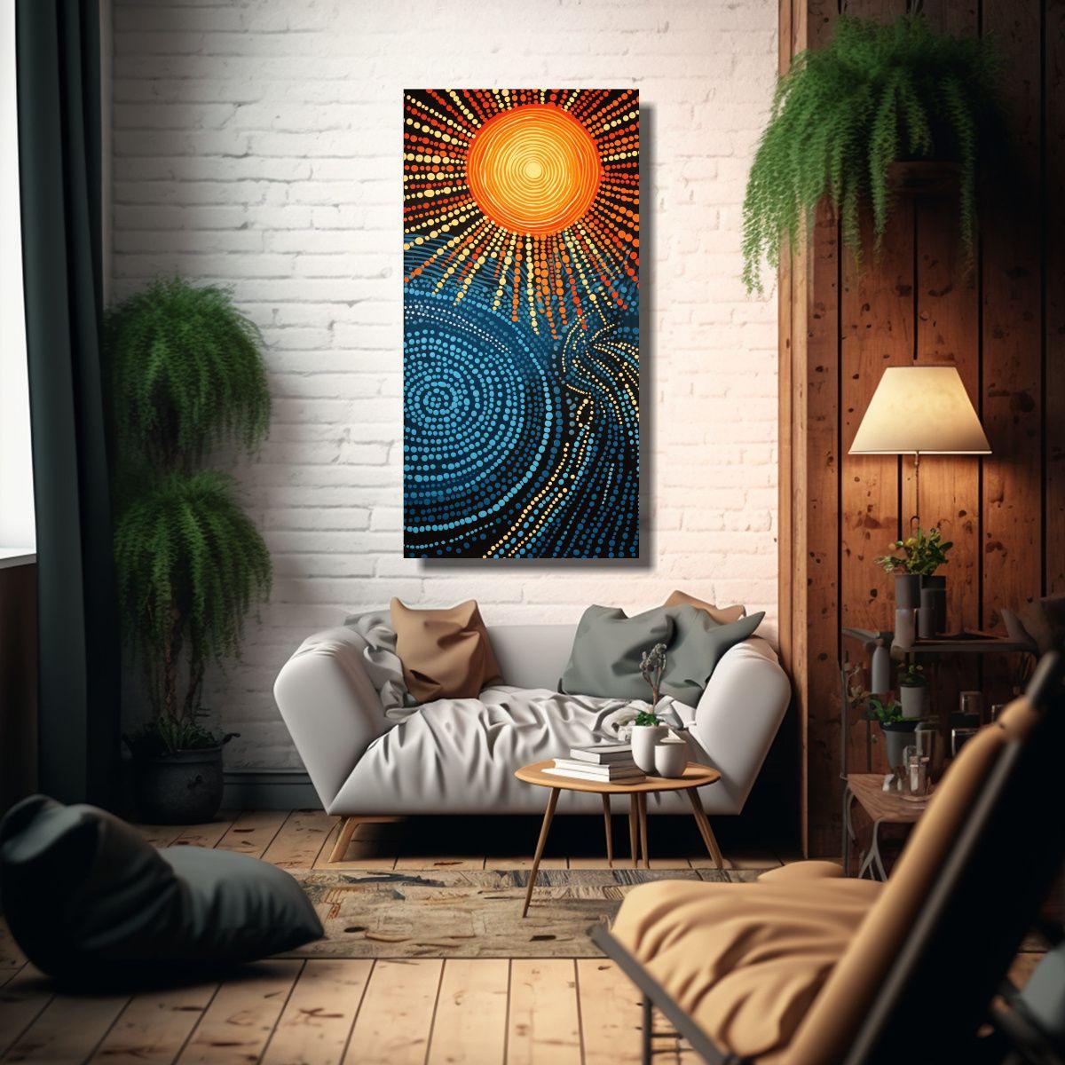 Obra Maestra Linograbado Del Sol En Mosaico 30x60cm-2