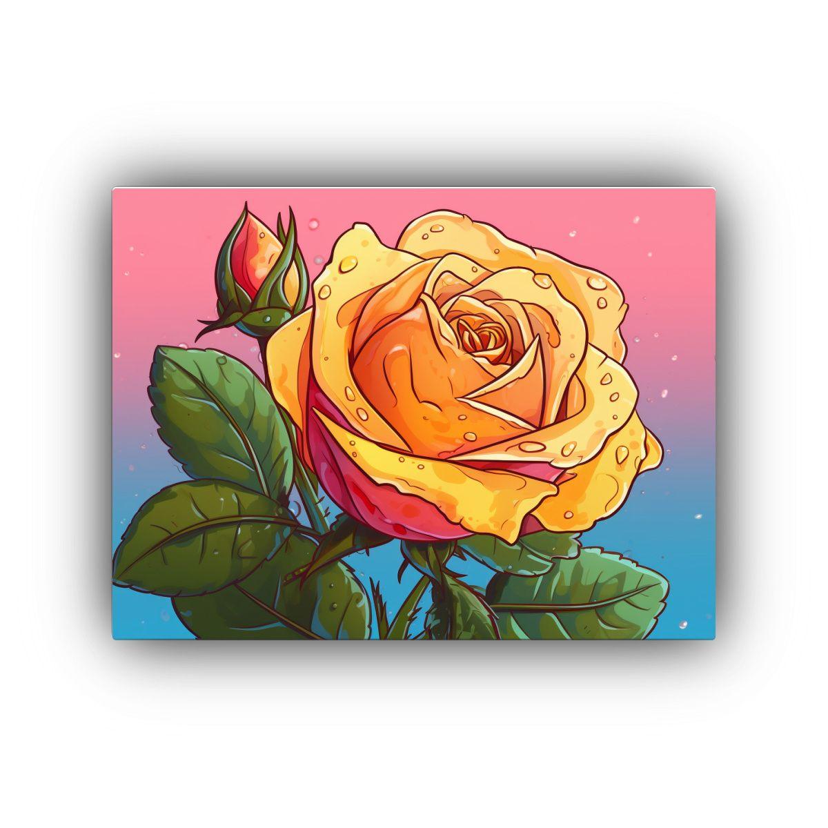 Cuadro Simétrico De Rosas Estilo Cartoon 90x60cm-0