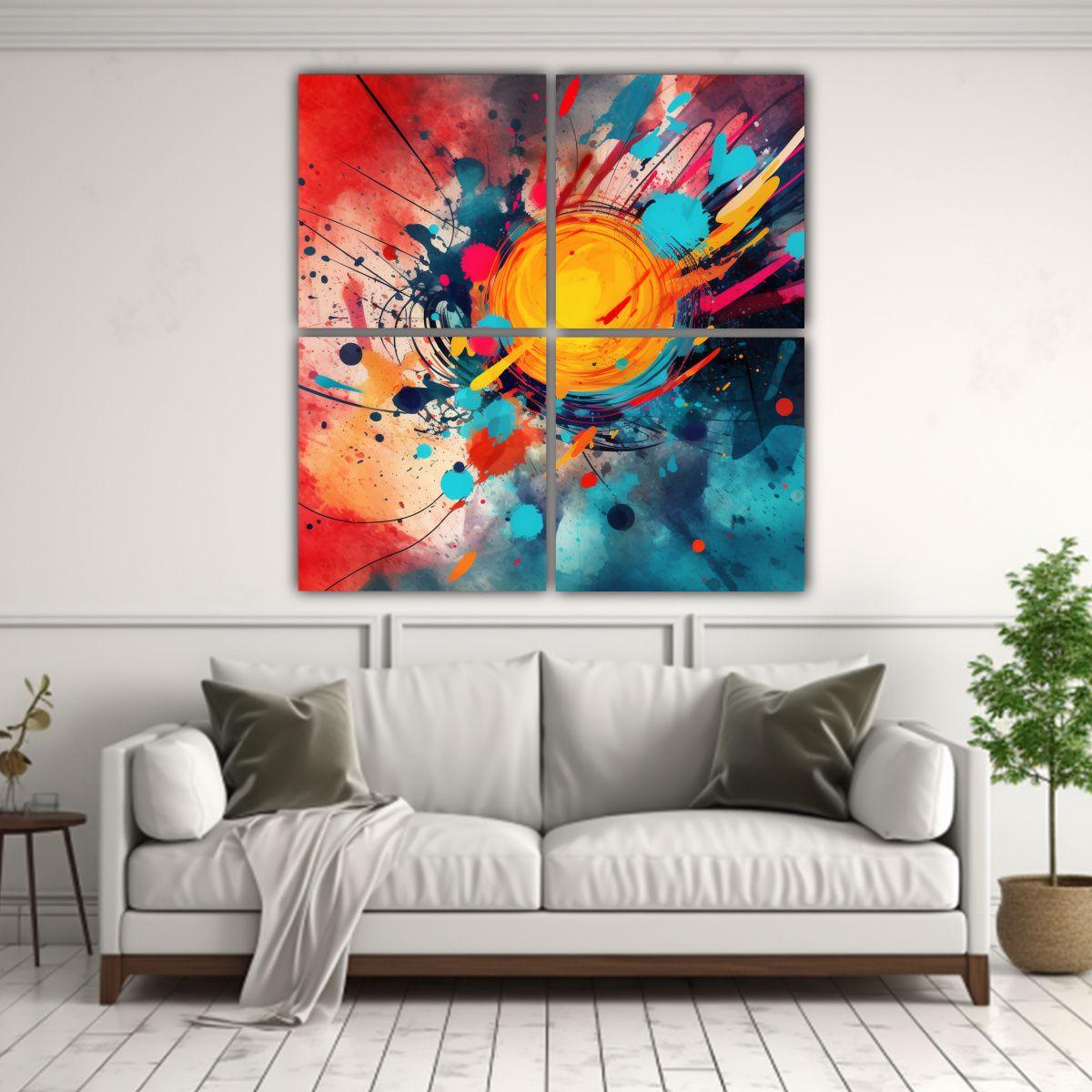 Cuadro Abstracto Galería Sala Colores Vibrantes 60x60 Cm-2