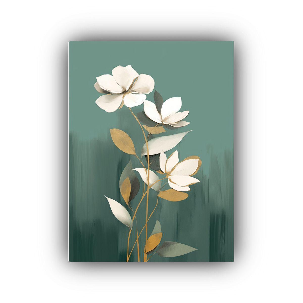Pintura En Bastidor Minimalista Con Flores 40x50 Cm-0