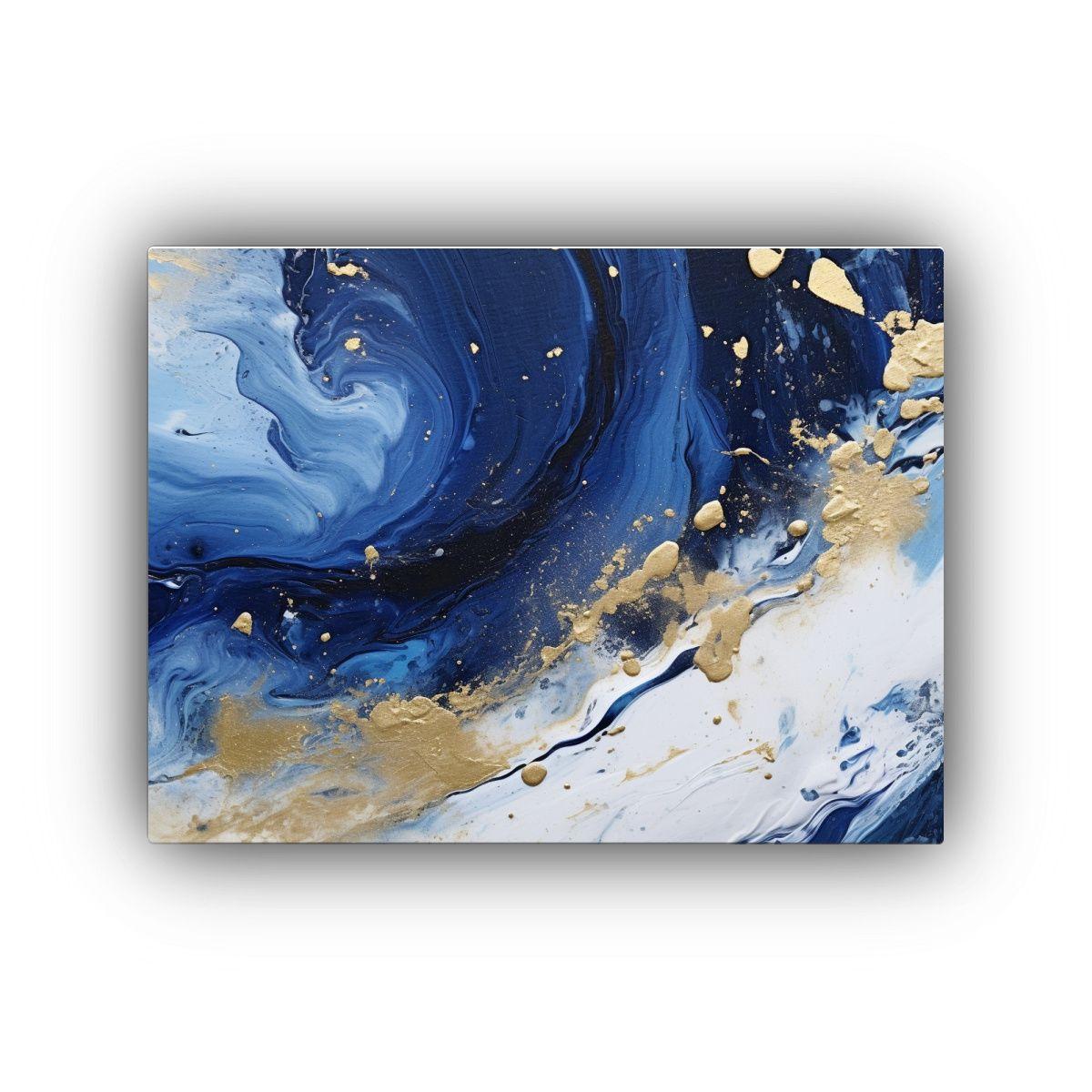 Cuadro Abstracto Duradero En Tonos Marino Y Negro Con Curvas 120x80cm-0