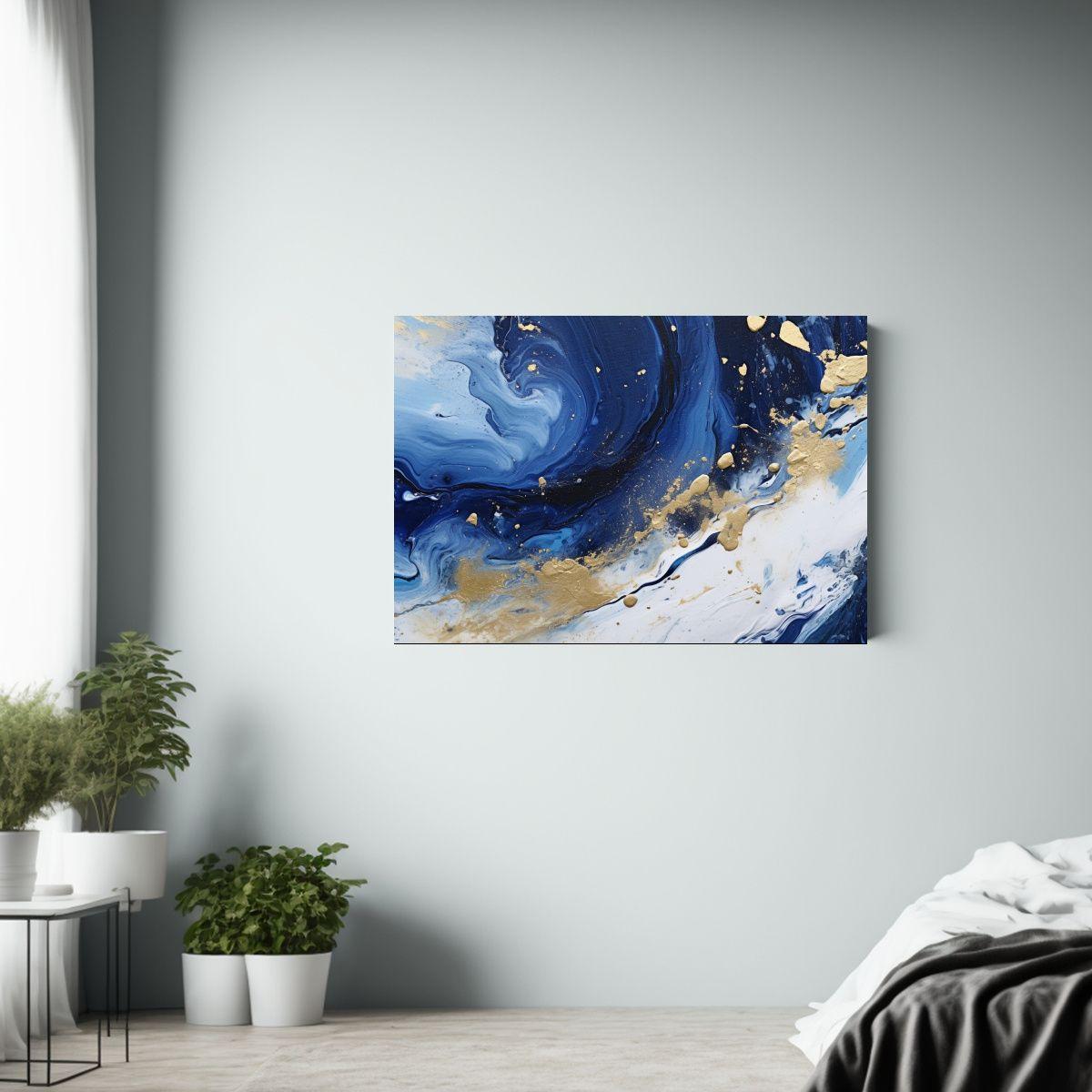 Cuadro Abstracto Duradero En Tonos Marino Y Negro Con Curvas 120x80cm-2